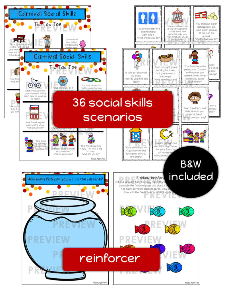 Carnival Social Skills Activities for Problem Solving Scenarios Speech ...