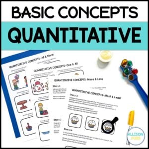 Quantitative Basic Concepts Speech Therapy, Special Education, & ESL Worksheets