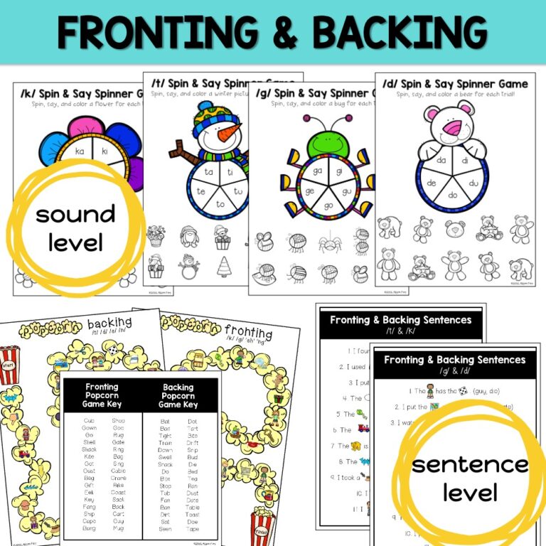 Fronting & Backing Phonology Activities for Speech Therapy | Allison ...