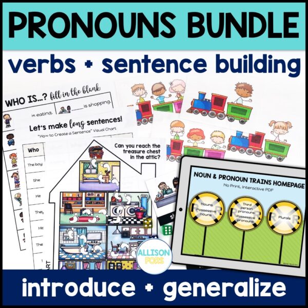Pronouns, Verbs, and Sentence Building Speech Therapy BUNDLE
