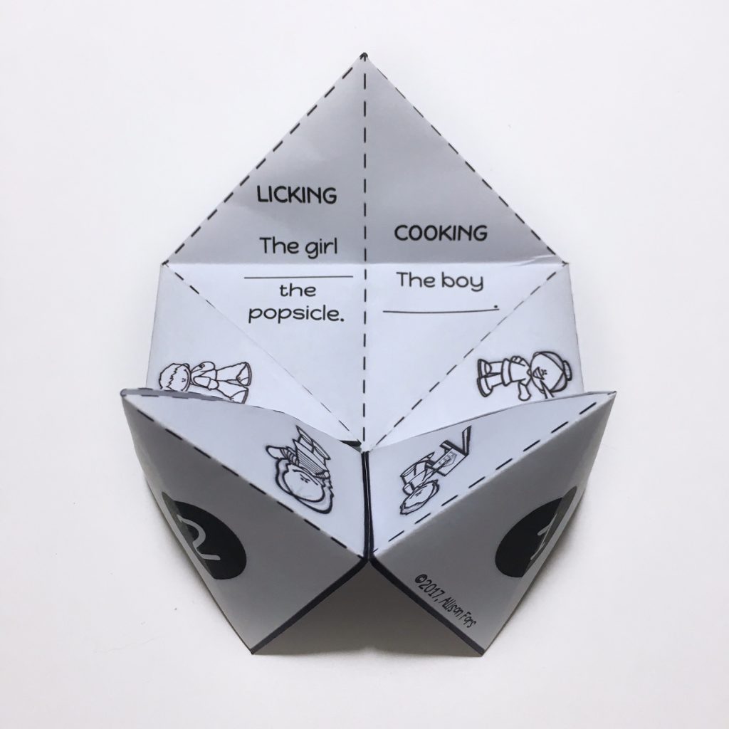 Past Tense Verbs Fortune Tellers Grammar Games for Speech Therapy