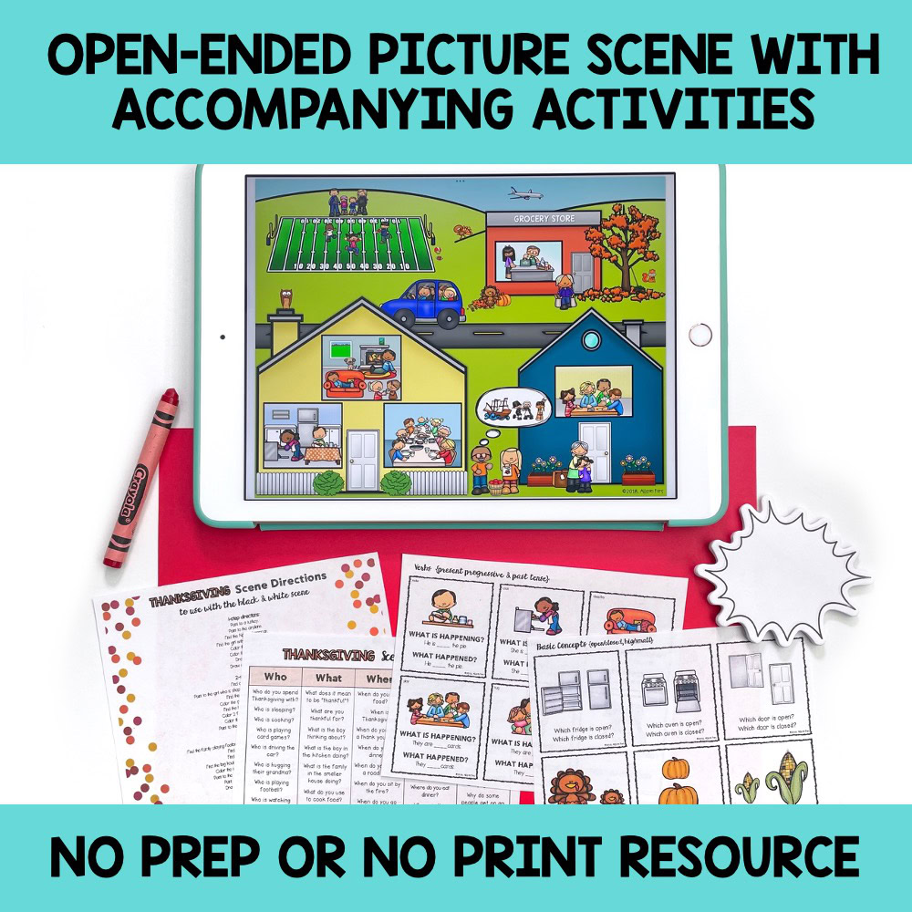Picture Scene Thanksgiving Speech Therapy Activities - Language Scene - Image 2