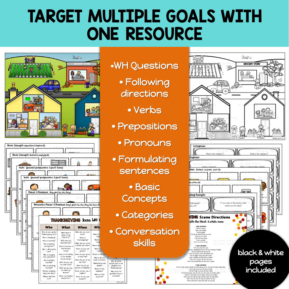 Picture Scene Thanksgiving Speech Therapy Activities - Language Scene - Image 3