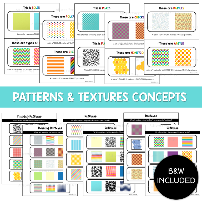 Patterns and Textures Basic Concepts Speech Therapy NO PREP | Allison ...