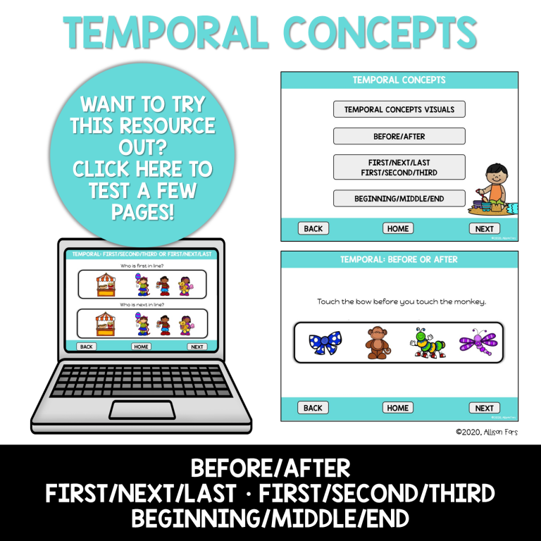 Temporal Concepts Speech Therapy BOOM Cards™️ Digital Activities Allison Fors, Inc.