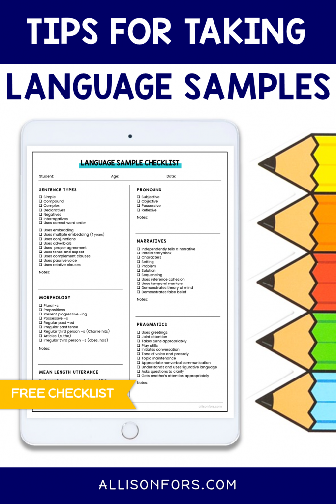 language sample checklist