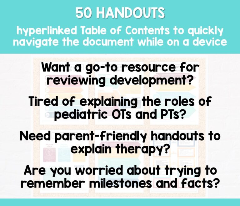 OT and PT Development Handouts, Norm Charts, and Developmental ...