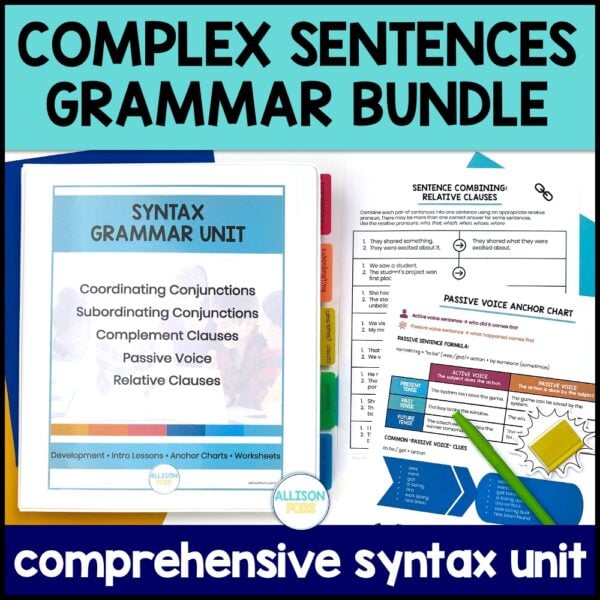 Complex Sentences Grammar BUNDLE Sentence Structure Worksheets