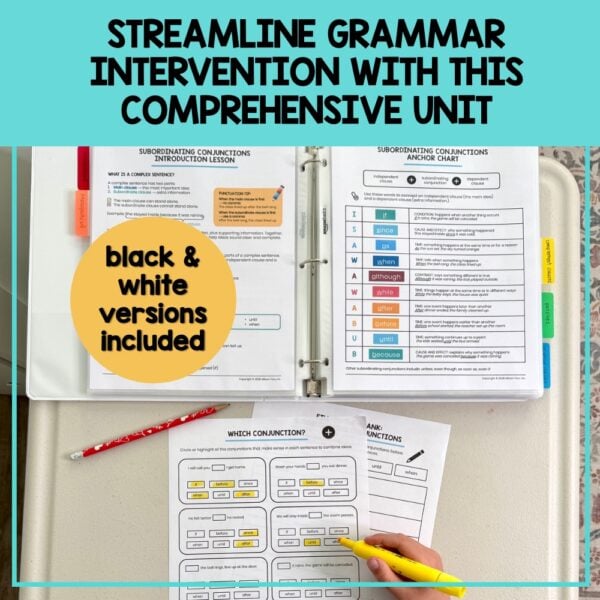 Complex Sentences Grammar BUNDLE Sentence Structure Worksheets