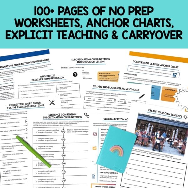Complex Sentences Grammar BUNDLE Sentence Structure Worksheets